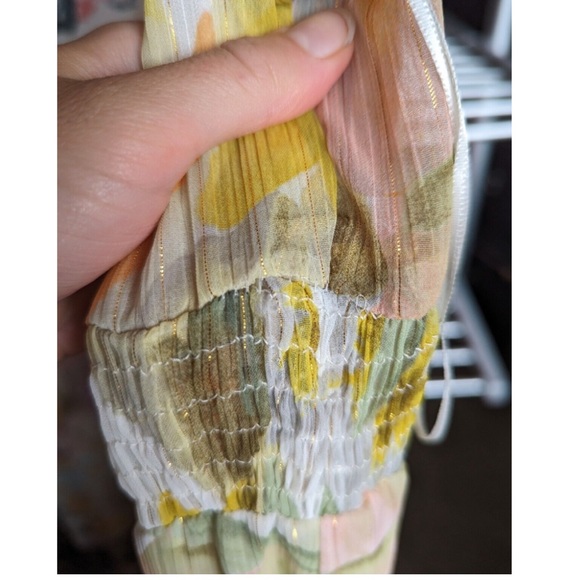 Zara metallic thread ruffled floral midi dress - Picture 3 of 16